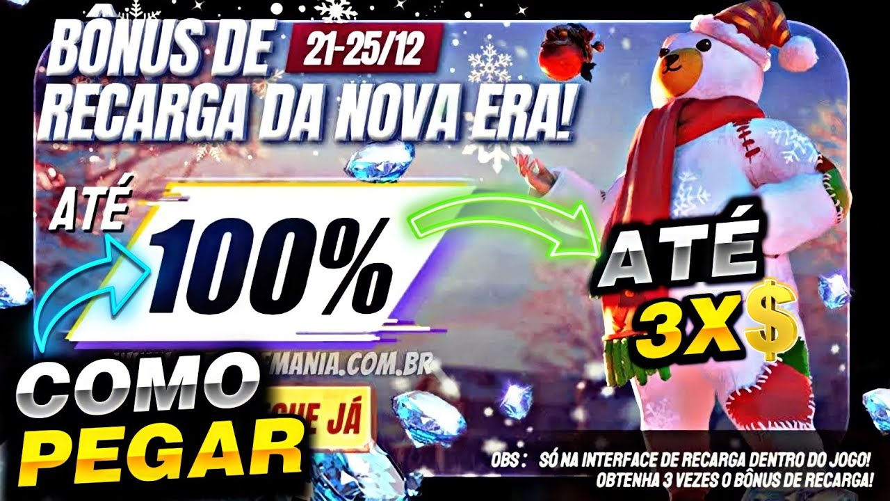 100% em Bônus de Recargas no Free Fire