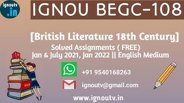 IGNOU BEGC-108 Solved Assignment Jan & July 2021, Jan 2022  [FREE] || BAEGH || IGNOU TV || IGNOU ||