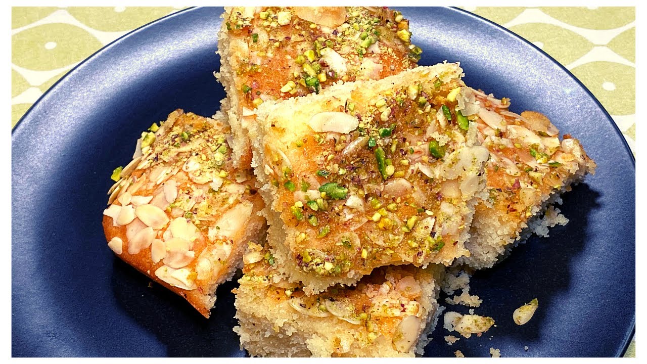 Arabic Dessert Basbousa Harissa Cake Famous Middle Eastern