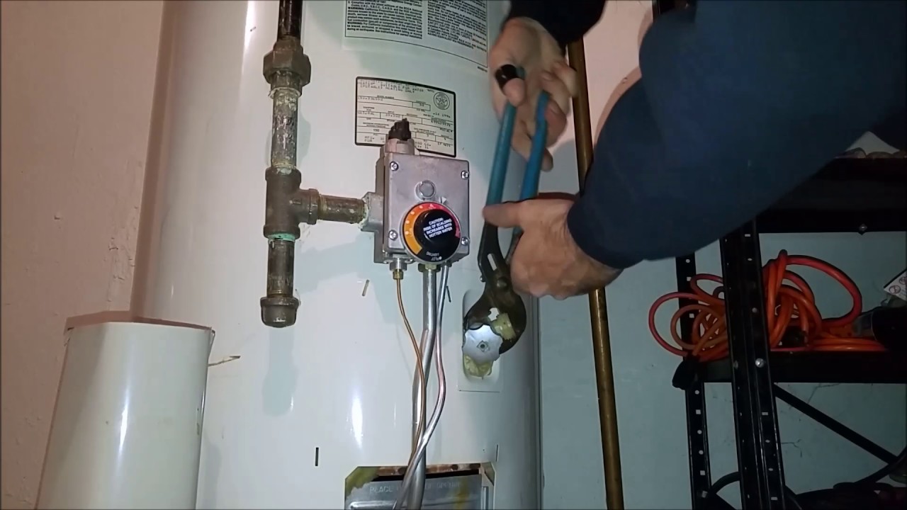 Changing a T & P and a drain valve on a 40 gal. hot water tank YouTube