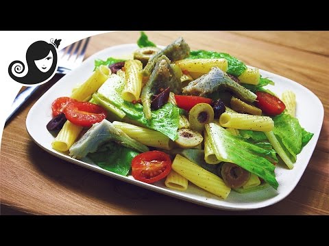 easy-pasta-salad-recipe-with-artichoke-hearts-+-how-to-cook-artichoke-(vegan/vegetarian-recipe)