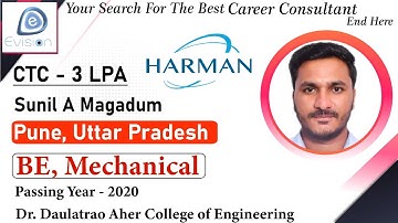 Congrats, Sunil | Selected in HARMAN International | 3 LPA | MECHANICAL ENGINEER, Passing 2020 |Pune