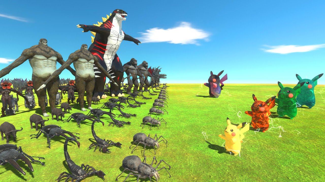 EVOLUTION OF Pikachu VS Dark Team   Animal Revolt Battle Simulator