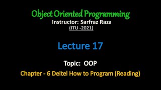 OOP ITU 2021 Lecture 17 - Chapter 6 Deitel How to Program