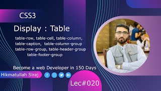 Information 🔴 CSS 3 Tutorial 2024 in Pashto || Display Table Properties Lec 20 News