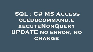 SQL : C# MS Access oledbcommand.executeNonQuery UPDATE no error, no change
