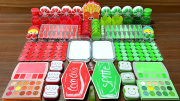 Slime Mixing Random into Glossy: Red vs Green ASMR Satisfying