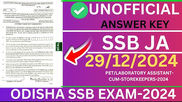 SSB JUNIOR ASSISTANT UNOFFICIAL ANSWERKEY 29.12.2024|JA PET LA |GK Paper Analysis