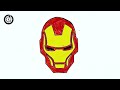 Learn IRON MAN Mark 85 Drawing Tutorial For Beginners | How to Draw Avengers Ironman Face Mask Logo