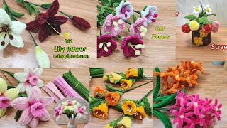 DIY Flower: 6 ideas how to make flowers with pipe cleaner by handcraft sreyneang