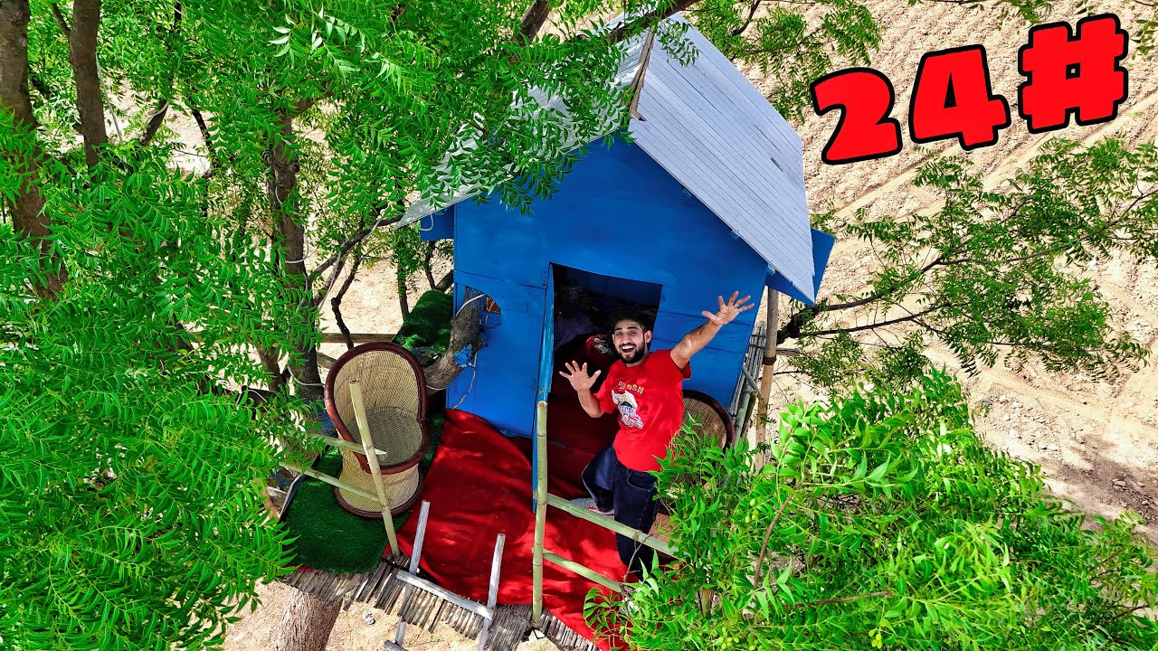 Surviving 24 hours in a tree house challenge - YouTube