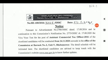#OSSC ACTO VIVA VOCE DATE RELEASED #OSSC COMMERCIAL TAX OFFICER VIVA VOCE DATE RELEASED