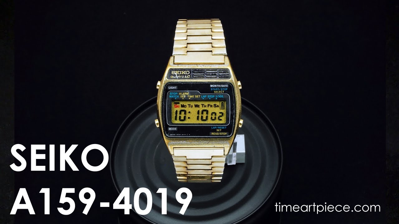 Seiko A159-4019 Vintage Digital LCD Chronograph Alarm Quartz Watch Gold -  YouTube