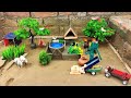 Diy how to make Mini Village House - With Tree Jhoola | Cow shed | Mini hand pump | Tractor machine