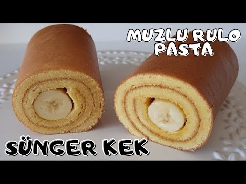 Japon keki sünger kek ten harika pandispanya yapımı Muzlu kek tarifi /   Japanese sponge cake roll