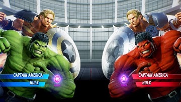 Gladiator Cap & Hulk vs Cap & Red Hulk (Very Hard) Marvel vs Capcom | 4K UHD Gameplay