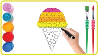 How to Draw & Color an Ice Cream Cone The EASIEST Way for Kids!