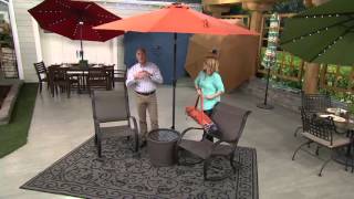 ATLeisure 9' Turn-2-Tilt Patio Umbrella w/ 52 Solar LED Lights & Cover on QVC