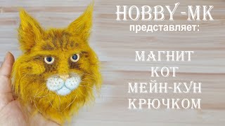 Магнит Кот мейн-кун крючком (авторский МК Светланы Кононенко)