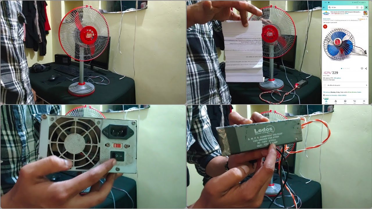 Table DC Fan 12 Volt - 24 Watt | Testing With Computer Power Supply 12V ...