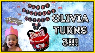 Olivia's 3rd Birthday! | Toddler Birthday | Minnie Mouse Theme | Custom Cake | Happy Birthday!