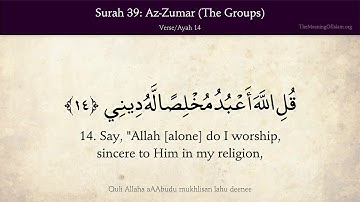 Quran: 39. Surah Az-Zumar (The Crowds): Arabic and English translation