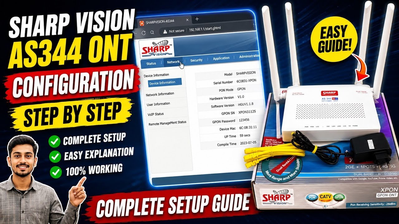 Vision Net 404 Router Sharp Vision AS344 ONT Router configuration || Sharp Vision Router ...