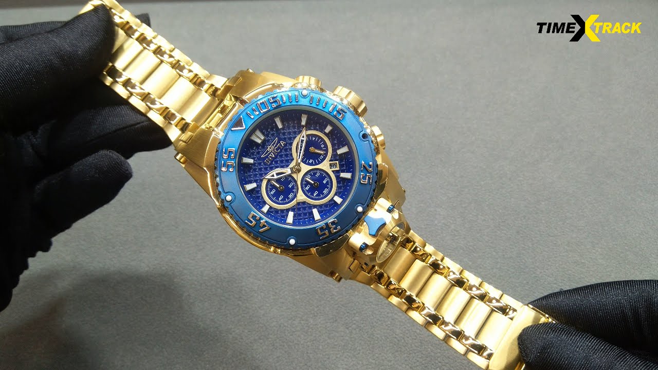 Invicta Bolt Dual Time Full Gold Color Watch - YouTube