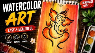Easy Watercolor Ganesha Painting 🎨 /Relaxing Watercolor Art Tutorial by Shikha Tiwari 