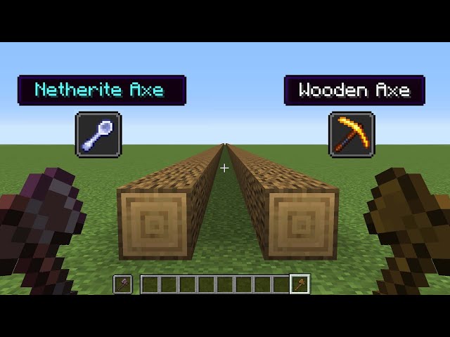 netherite axe + mining fatigue vs wooden axe  + haste class=