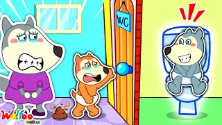 OH MEU DEUS, Wolfoo... Abra a porta do banheiro, por favor! | Animação engraçada da Família Wolfoo