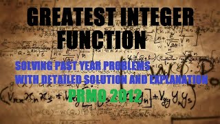 PRMO Past Year Problem/Greatest Integer Function