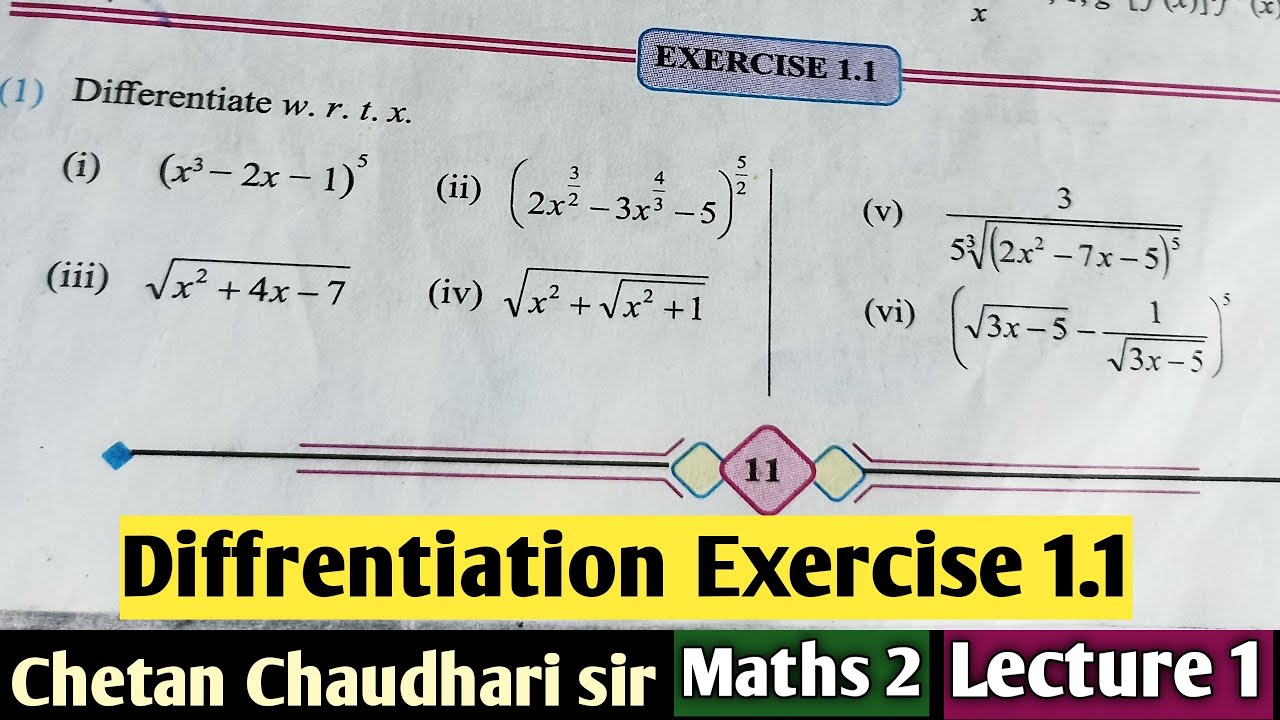 Differentiation Exercise 1.1 Class 12th Maths 2 Chetan sir Batch 2023 HSC board