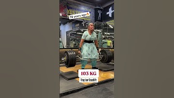 Thumbnail of 103 kg trap bar deadlift at the age of 70 years🔥#deadlifting #age #powerful #trending #viralvideo