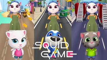 talking tom gold run vs hero dash and squid game The race that ended in death😍😥