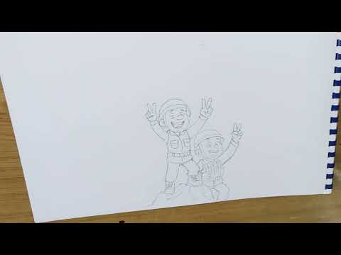 1 تعبير فني عن حرب اكتوبر ٧٣ المرحلة الأولي الرسم بالقلم الرصاص