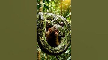 Giant Python Swallows Monkey 🐍🐒🔥 #Shorts #Animals #Wildlife #Rescue
