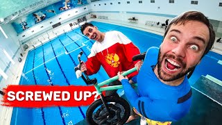 BMX on a HUGE PLATFORM challenge | bmx tricks in swimming pool