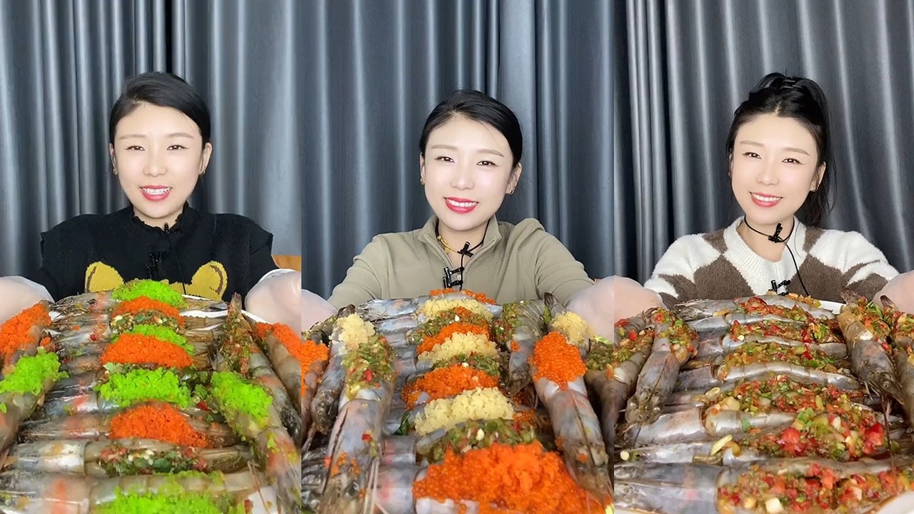 【MUKBANG】Filled fish roe shrimp + filled shrimp🦐🐟🍋🧄🌶#Seafood#ASMR#yummy