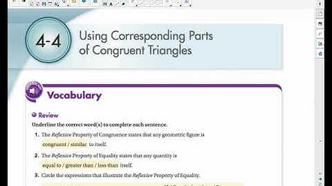 Geometry 4.4 Using Corresponding Parts of Congruent Triangles