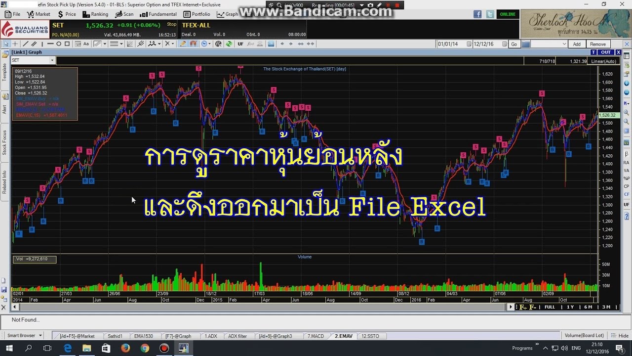 การดูราคาหุ้นย้อนหลังและแปลงเป็น excel