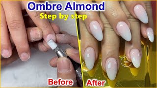 Từng bước làm bộ Đắp bột Ombre Almond shape | Tinh Yeu Nails