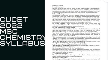 CUCET 2021| MSC chemistry syllabus and books for cucet 2021