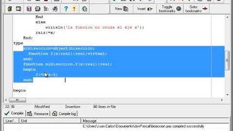 Metodo de Biseccion utilizando POO en PASCAL