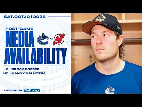 Brock Boeser & Head Coach Manny Malhotra Postgame Media | Canucks at Devils (Oct 10 2026)