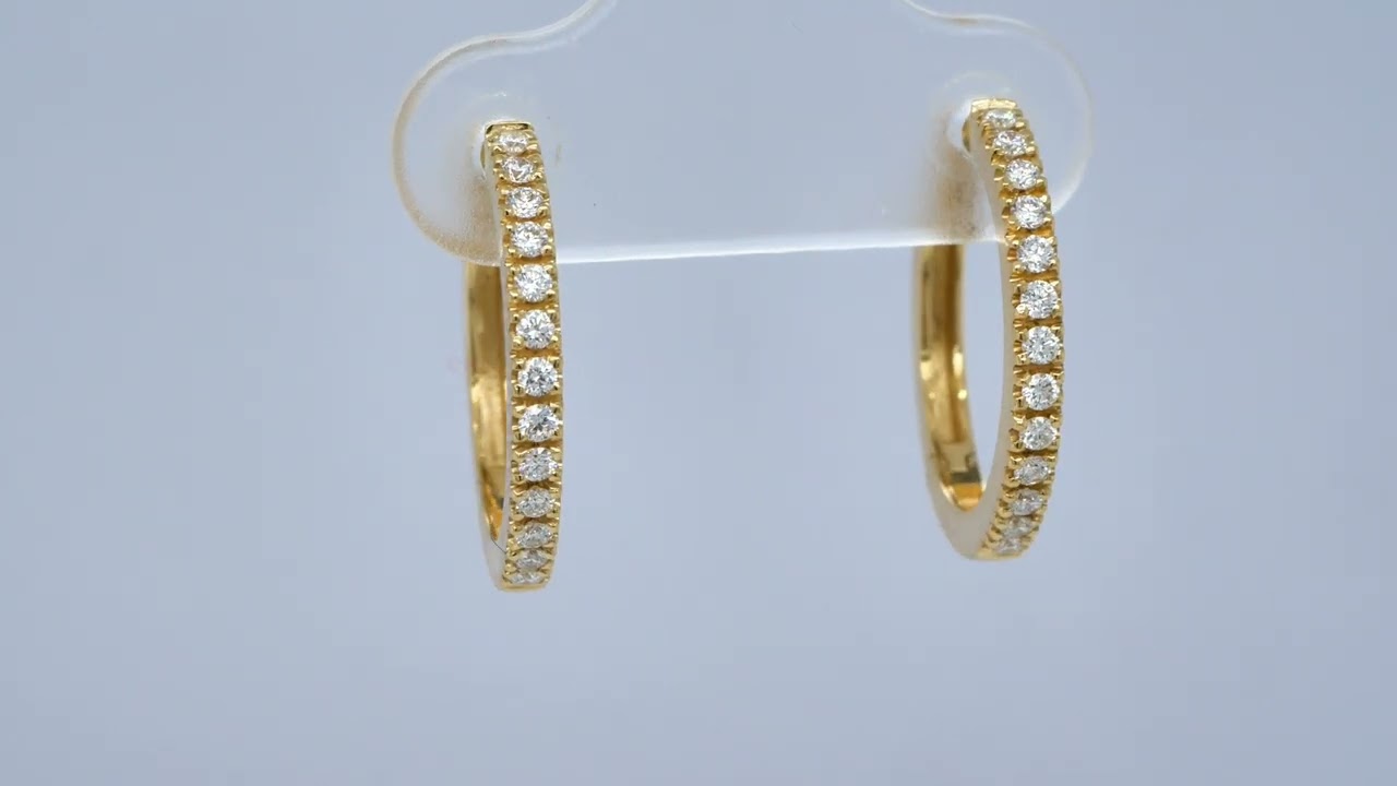 Boucles D'oreilles Clous En Or 18K Avec Diamants Pave 0,20 Ct - Certifiées, Taille G/SI1 - Neuf Avec étiquettes