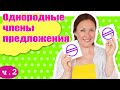 Запятая между однородными членами предложения. Схема предложения с однородными членами. Часть 2