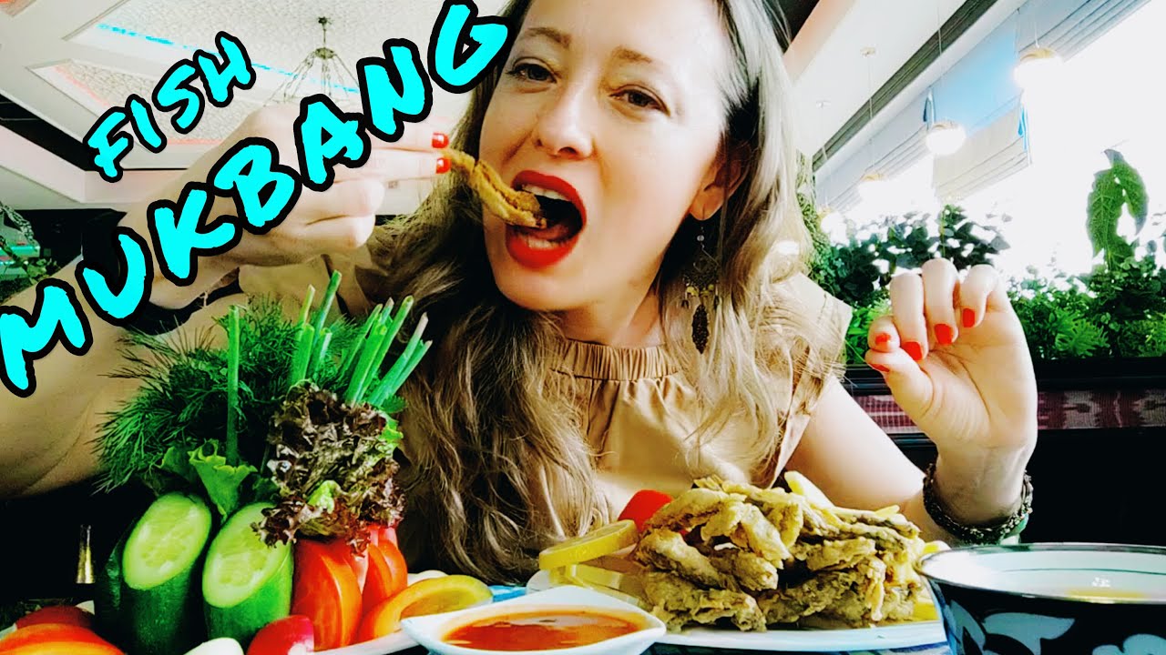 Fried fish mukbang | Kamolon Tashkent