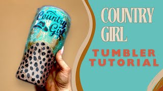 COUNTRY GIRL Teal and Gold Glitter Epoxy Tumbler Tutorial!