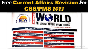 Current Affairs Free Revision Lecture for CSS/PMS 2022 |  Current Affairs topics for CSS/PMS 2022